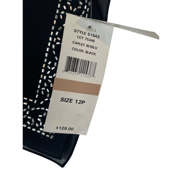 Vintage JR Nites by Caliendo Chiffon Layered Black Top 80s 90s Size 12P - Picture 7 of 14